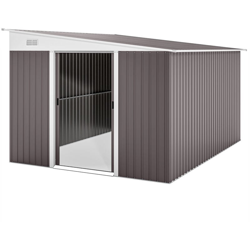 foto del prodotto outsunny casetta porta attrezzi da giardino con prese d aria in acciaio grigio