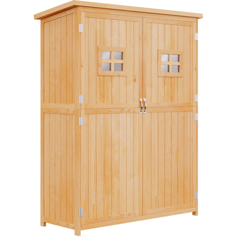 foto del prodotto outsunny casetta porta attrezzi da giardino in legno 2 porte e mensole