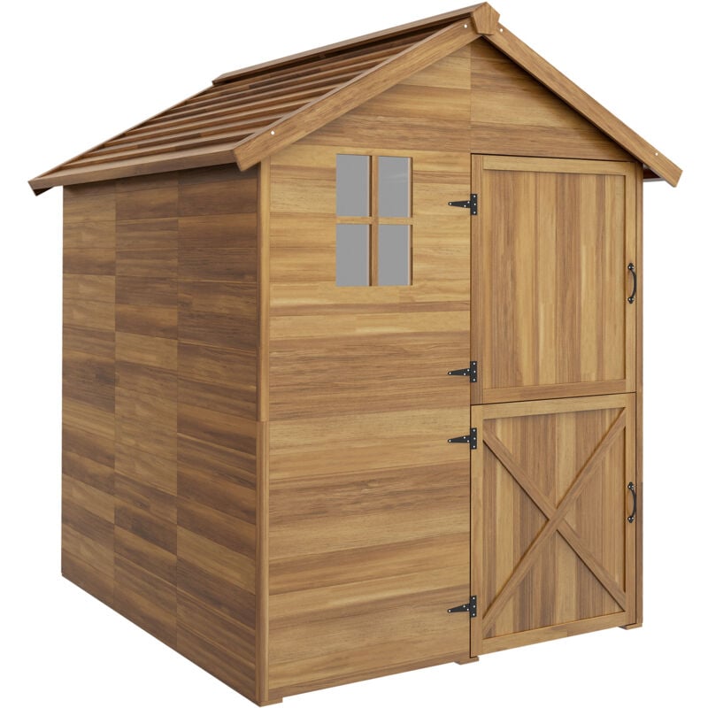 foto del prodotto outsunny casetta porta attrezzi in legno 1.8x2m con porta doppia e base inclusa