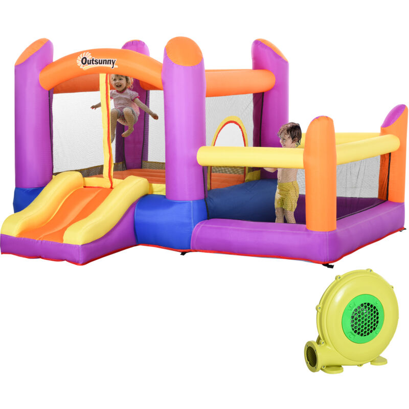 foto del prodotto outsunny castello gonfiabile gioco per bambini con piscina e scivolo multicolor
