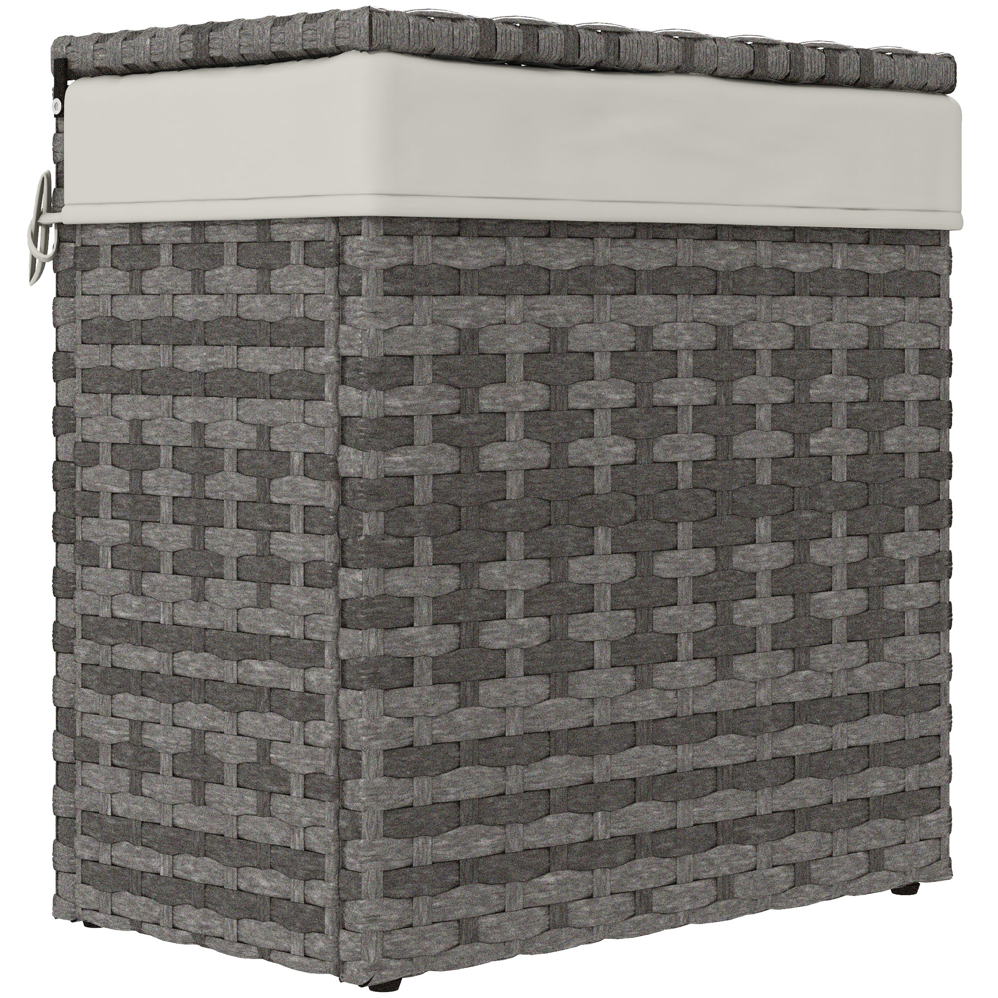 foto del prodotto outsunny cesta contenitore da giardino e casa in rattan con tessuto interno, 57x34x62cm, grigio aosom