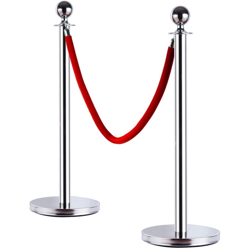 foto del prodotto outsunny colonnina segnapercorso per code separatore rosso e argento in acciaio