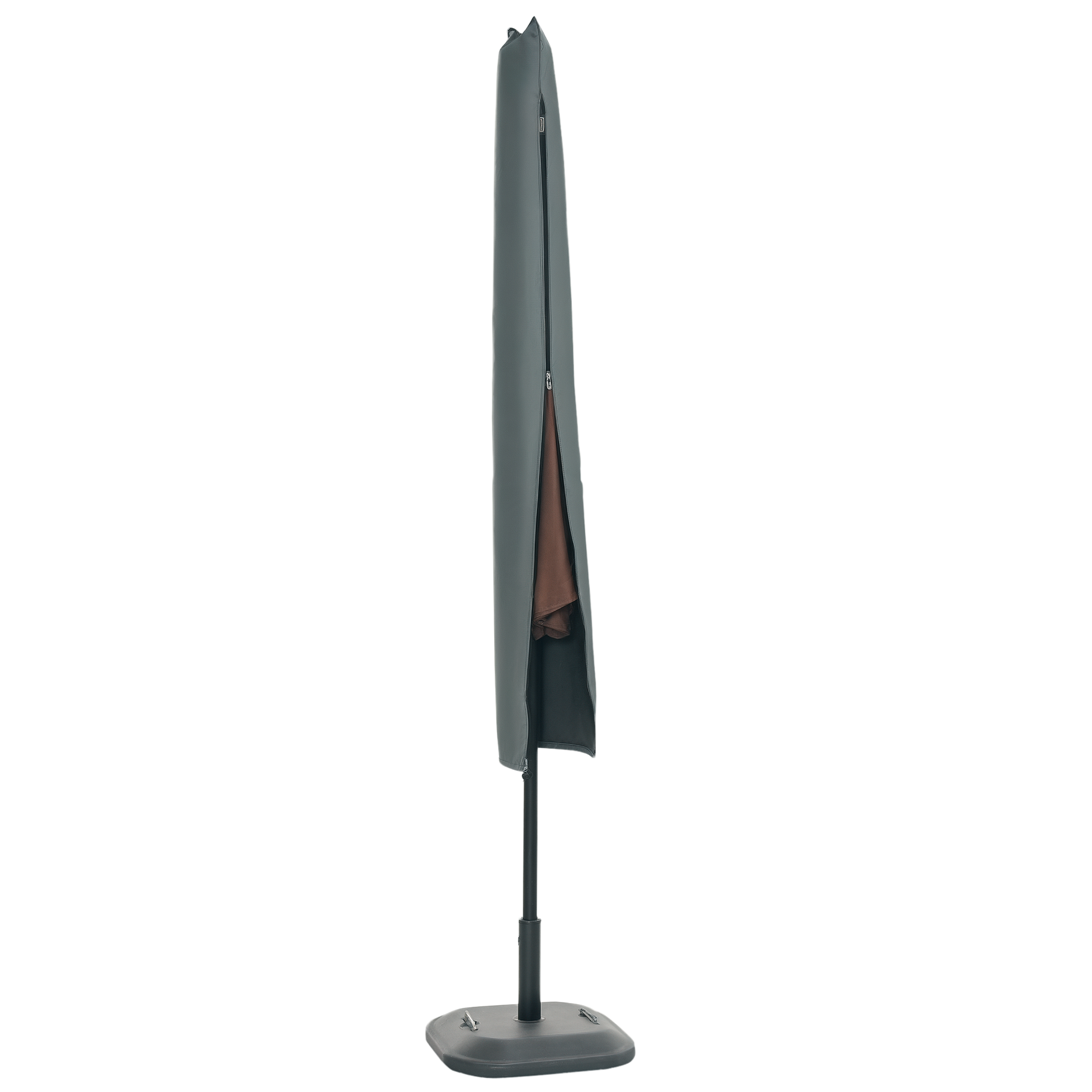 foto del prodotto outsunny copertura per ombrellone impermeabile, custodia copri ombrellone con cerniera e laccio, grigio