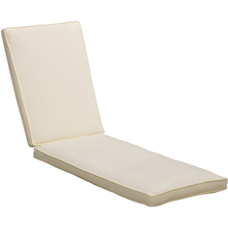foto del prodotto outsunny cuscino per sdraio imbottito e sfoderabile 188x53x8cm crema