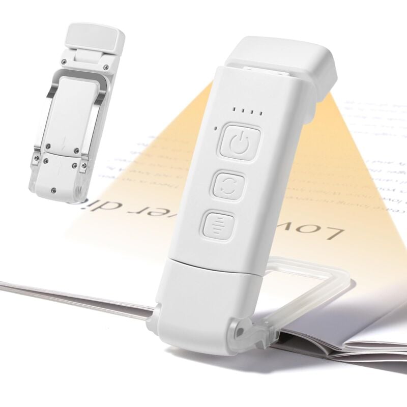 foto del prodotto outsunny diboniur luce per lettura libri a letto, lampada da lettura con pinza, 3 modalit 5 luminosit regolabili, lampada usb ricaricabile per