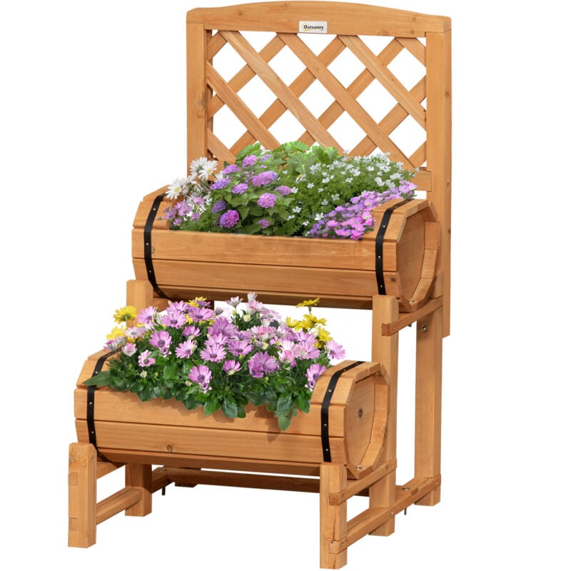 foto del prodotto outsunny - fioriera da esterno in legno d'abete con design verticale rialzato