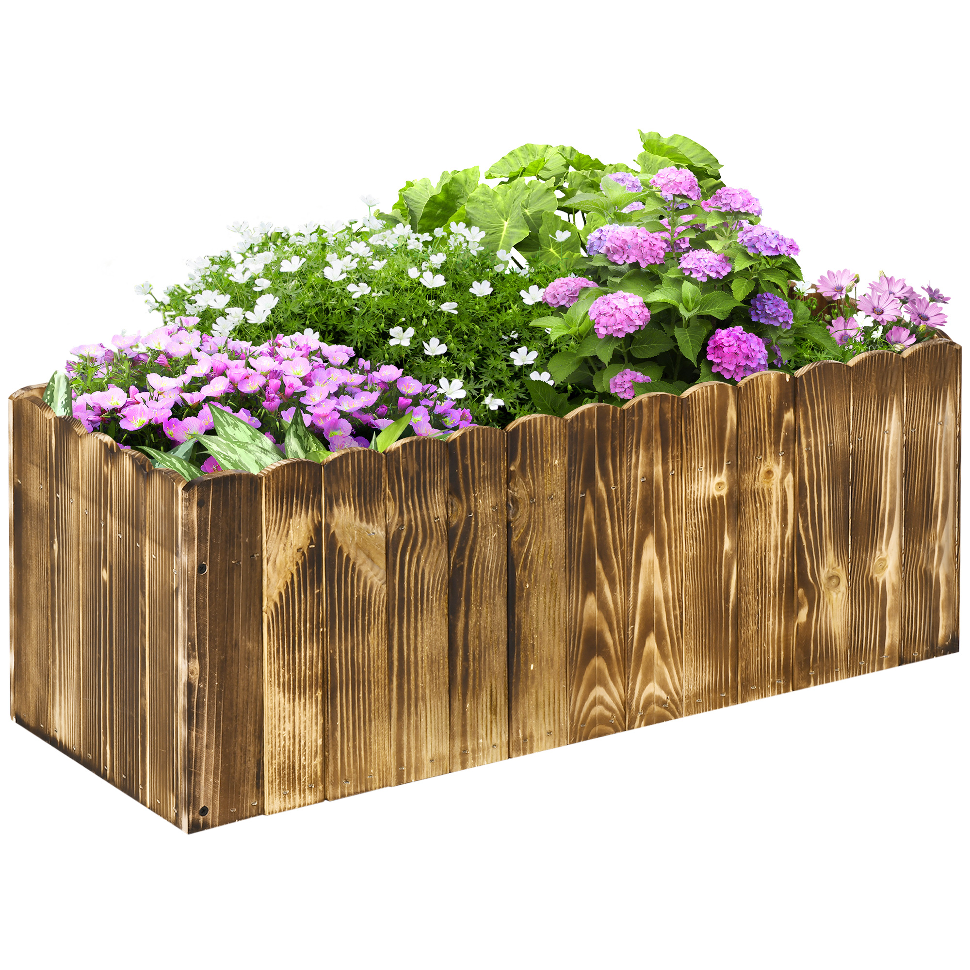 foto del prodotto outsunny fioriera da giardino rettangolare per interni ed esterni, in legno di abete, 80x33x30 cm, color legno aosom