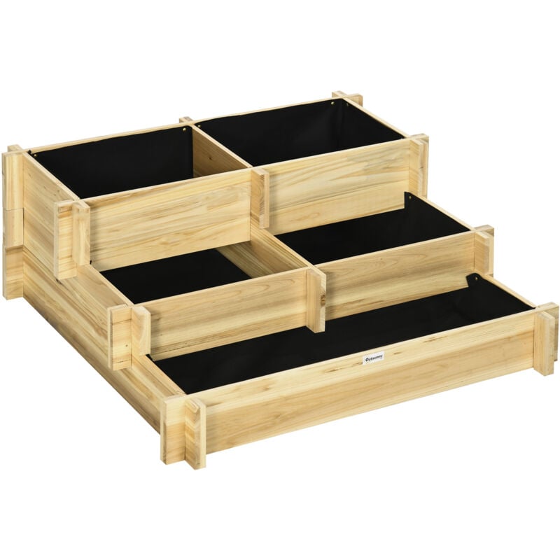 foto del prodotto outsunny fioriera da giardino rialzata a 3 livelli in legno di abete