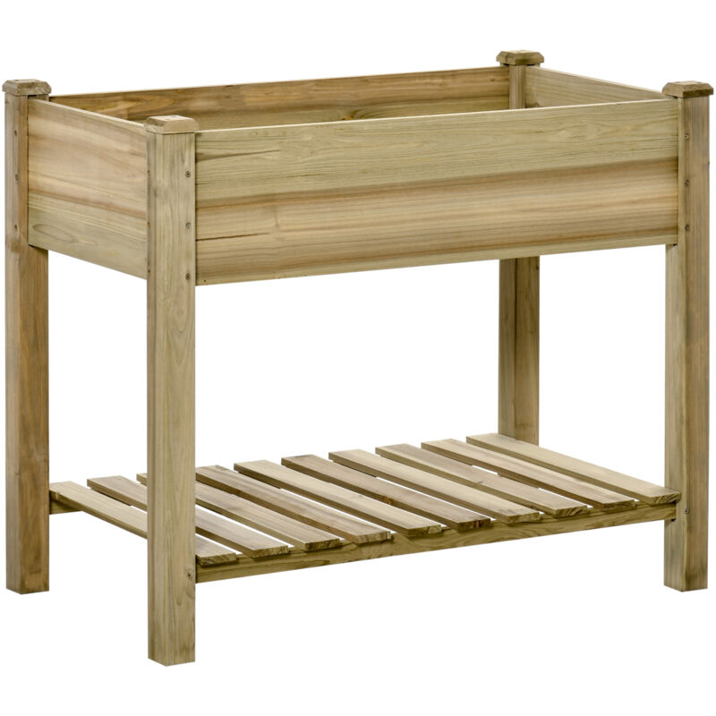 foto del prodotto outsunny fioriera rialzata in legno con gambe per esterni