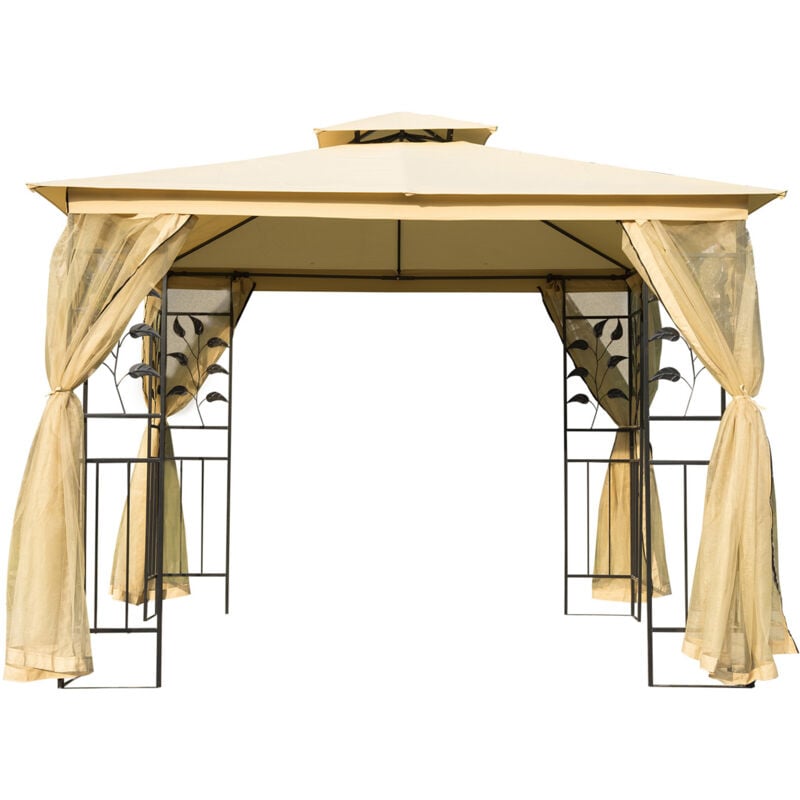 foto del prodotto outsunny gazebo da esterno 3x3m con zanzariera e telaio in acciaio