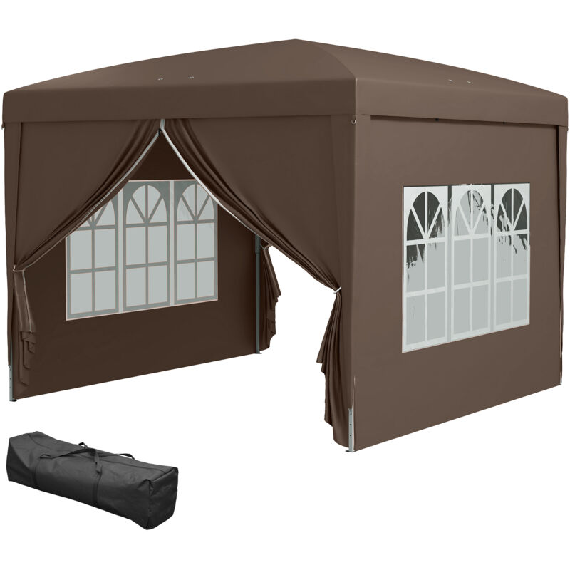 foto del prodotto outsunny gazebo da giardino 3x3 m pieghevole con 4 pannelli color caff 