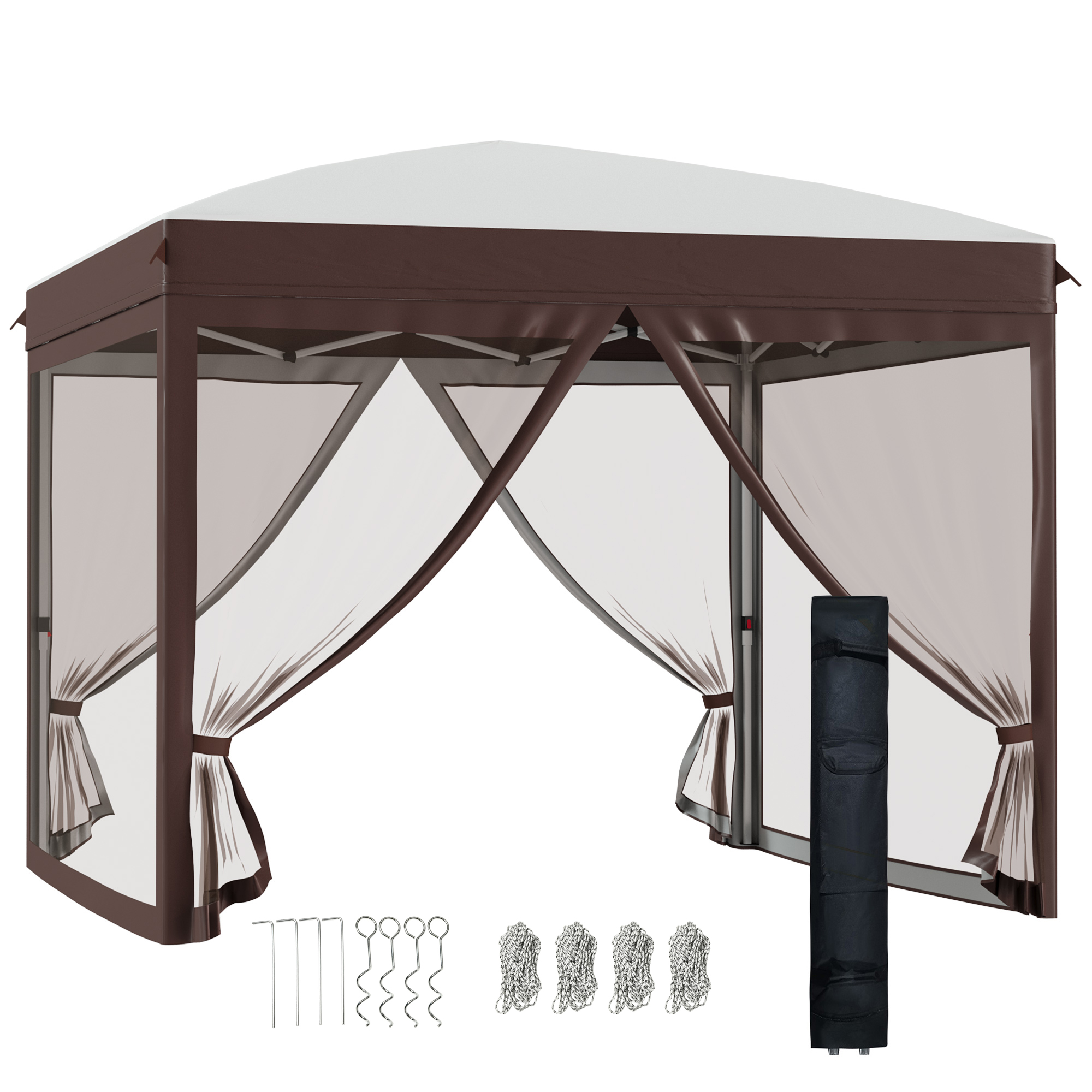 foto del prodotto outsunny gazebo da giardino 3x3m pieghevole con borsa da trasporto con ruote, altezza regorabile, acciaio e oxford impermeabile, crema aosom italy
