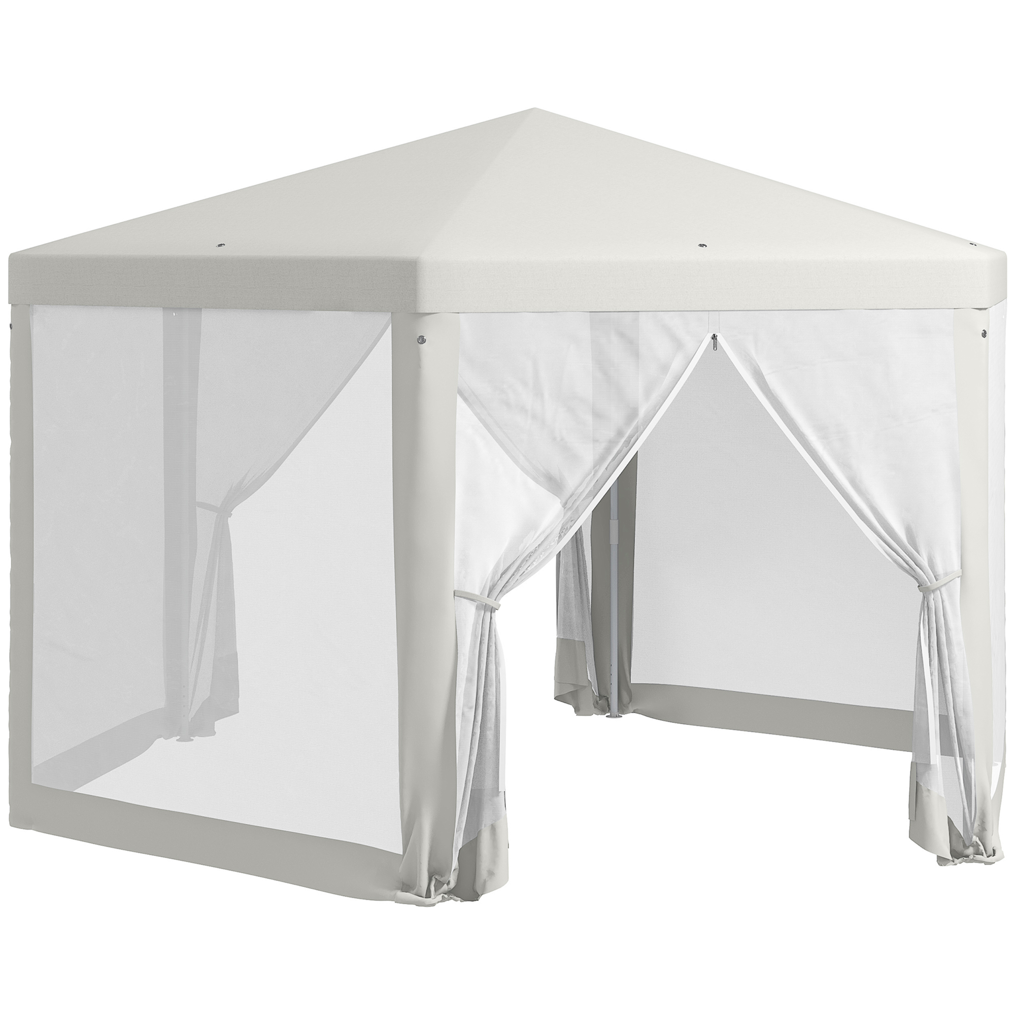 foto del prodotto outsunny gazebo da giardino esagonale con doppio ingresso, in metallo e poliestere, 3.94x3.94x2.5 m, crema aosom