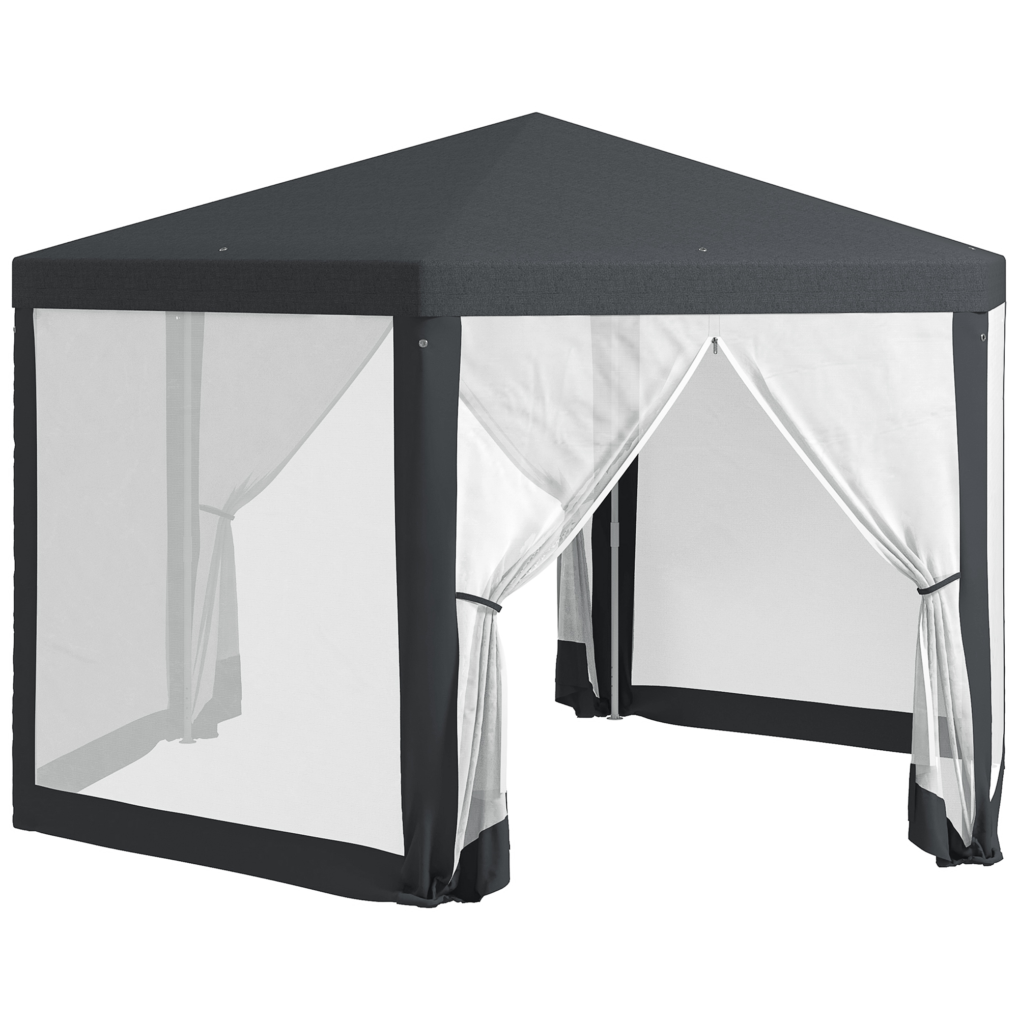 foto del prodotto outsunny gazebo da giardino esagonale con doppio ingresso, in metallo e poliestere, 3.94x3.94x2.5 m, grigio aosom
