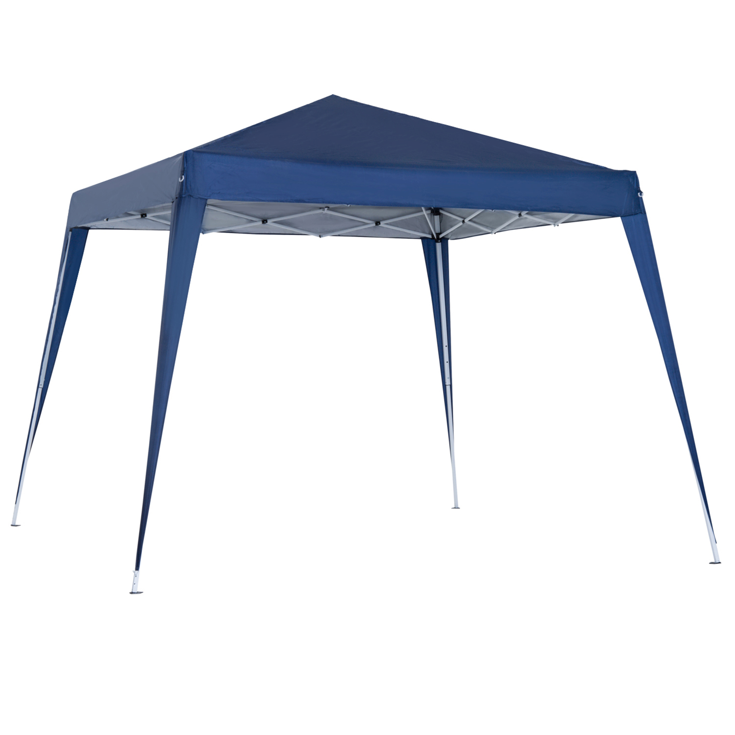 foto del prodotto outsunny gazebo pieghevole da giardino 2.4x2.4m con struttura in acciaio e corde antivento, blu