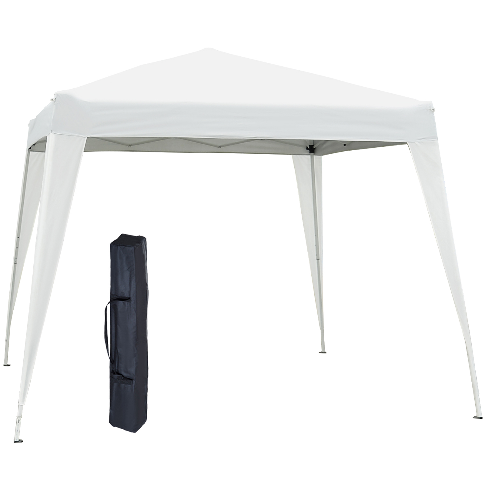 foto del prodotto outsunny gazebo pieghevole da giardino 3x3m struttura in acciaio, corde antivento e sacca di trasporto, bianco