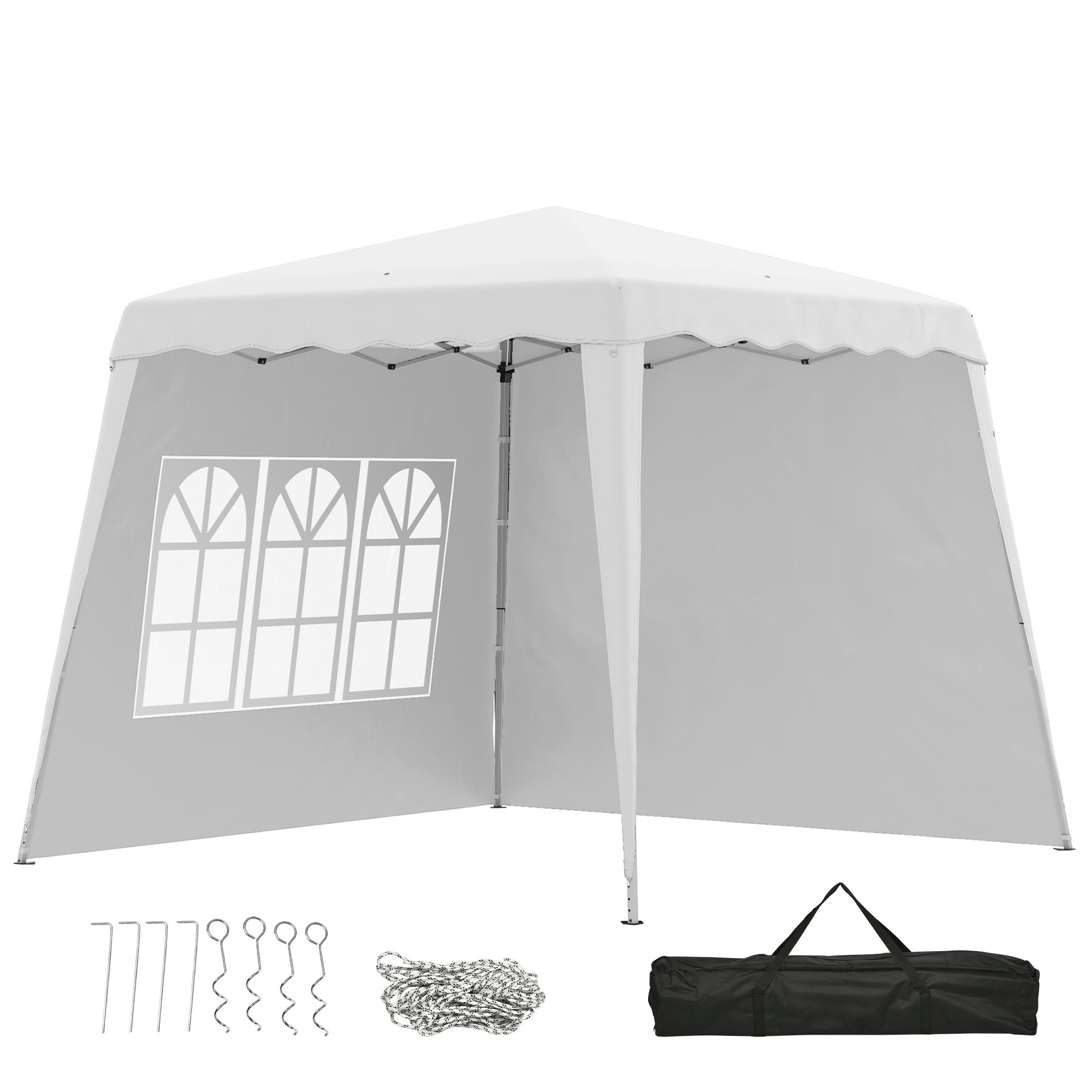 foto del prodotto outsunny gazebo pieghevole giardino, altezza regolabile, struttura acciaio, tessuto oxford, 240x240x250 cm, facile da montare aosom