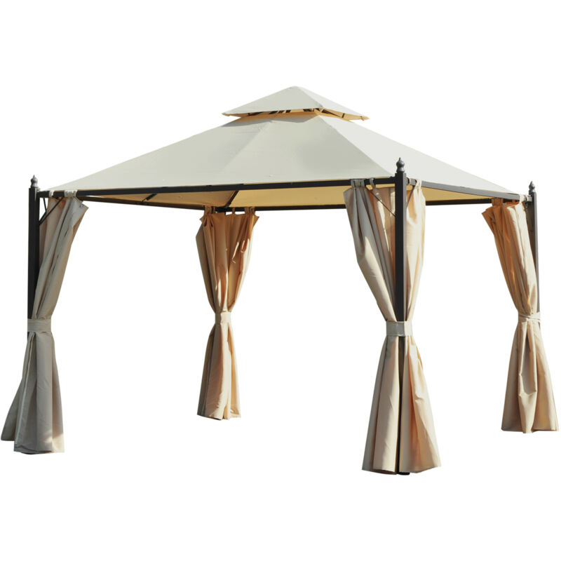 foto del prodotto outsunny gazebo tendone da giardino, in ferro, tende laterali, 3x3m