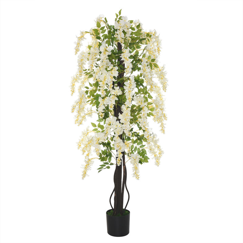 foto del prodotto outsunny glicine bianco sintetico pianta artificiale 165cm interni ed esterni