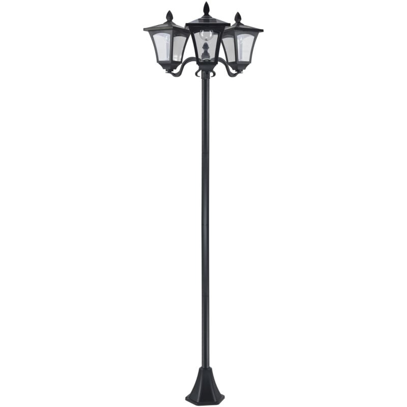 foto del prodotto outsunny lampione da giardino a energia solare con 3 luci led nero