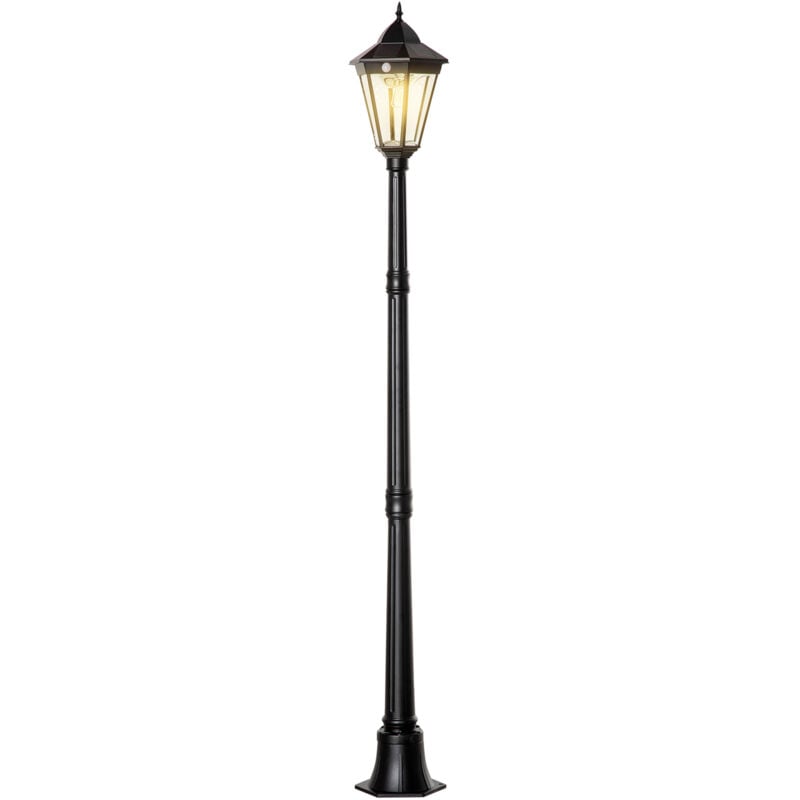 foto del prodotto outsunny lampione da giardino solare con luce led e sensore di movimento nero