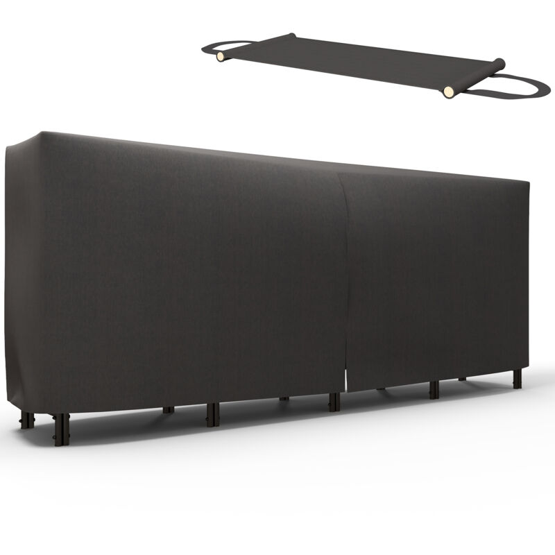 foto del prodotto outsunny legnaia in metallo con telo portalegna e copertura 240x36x99cm nero