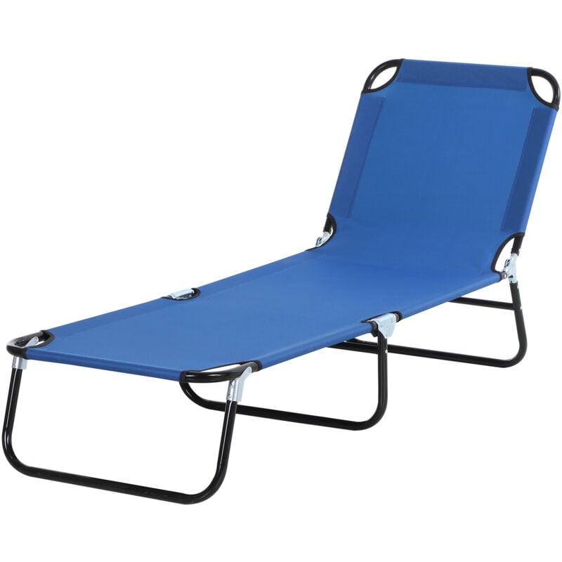 foto del prodotto outsunny lettino da esterno con schienale regolabile in 5 posizioni blu