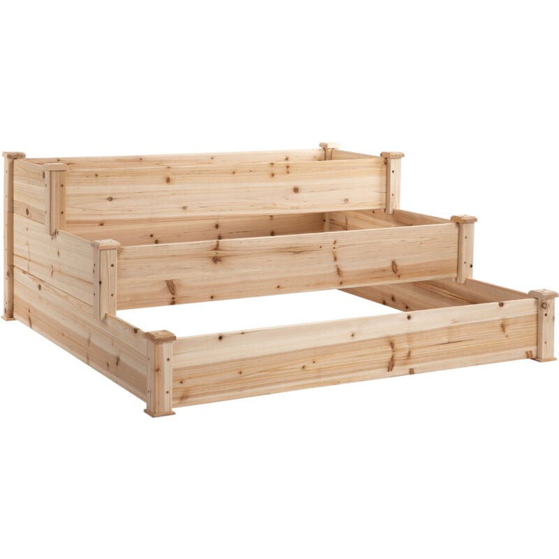 foto del prodotto outsunny lettino per orto rialzato 3 livelli fioriera in legno