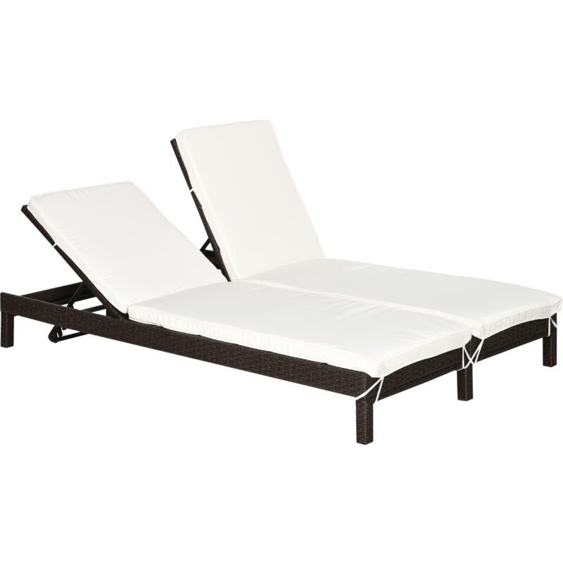 foto del prodotto outsunny lettino prendisole 2 posti schienale regolabile 196 x 120 x 28cm