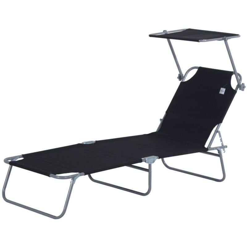 foto del prodotto outsunny lettino prendisole da giardino, 187x58x36cm, nero