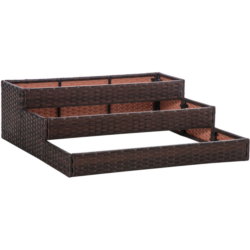 foto del prodotto outsunny letto per orto rialzato a 3 livelli in rattan senza fondo