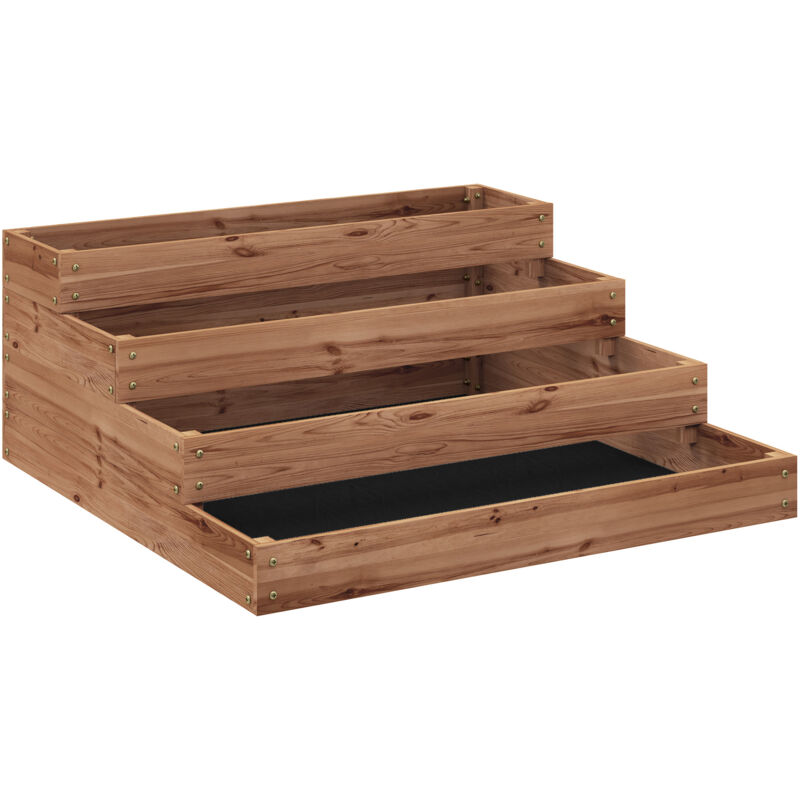 foto del prodotto outsunny letto per orto rialzato in legno a 4 livelli con fondo aperto marrone