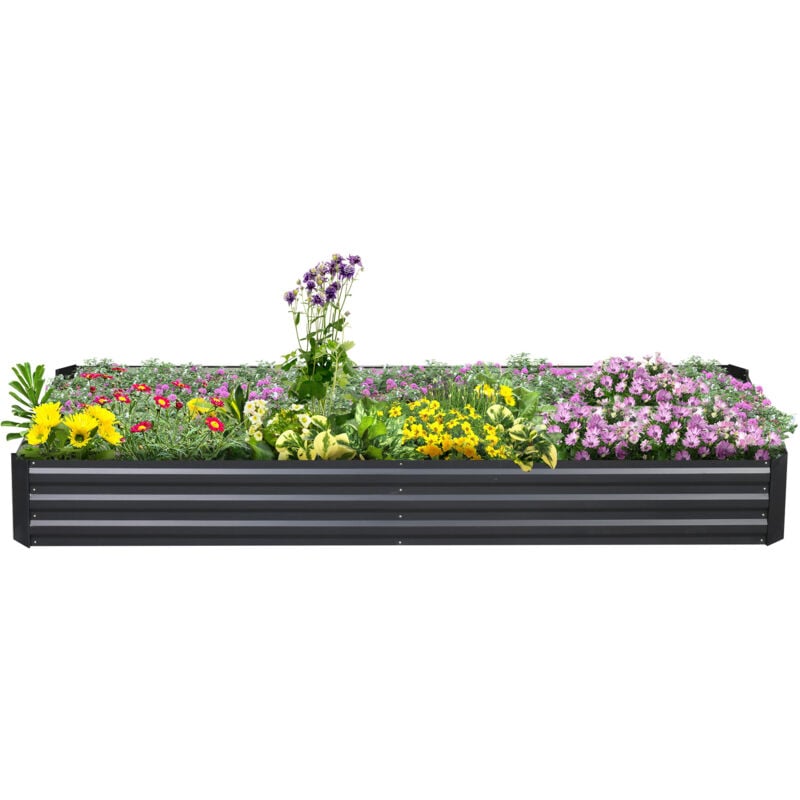 foto del prodotto outsunny letto per orto rialzato in metallo portapiante per fiori grigio