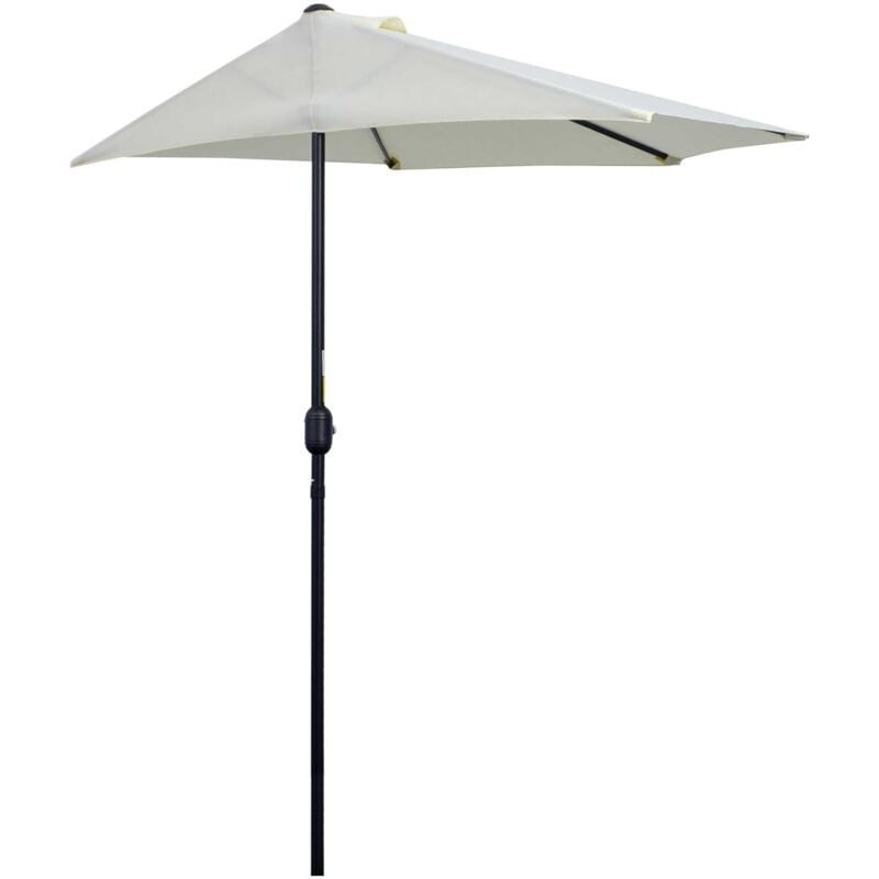 foto del prodotto outsunny mezzo ombrellone da terrazza con apertura a manovella 2.6x1.35 m beige