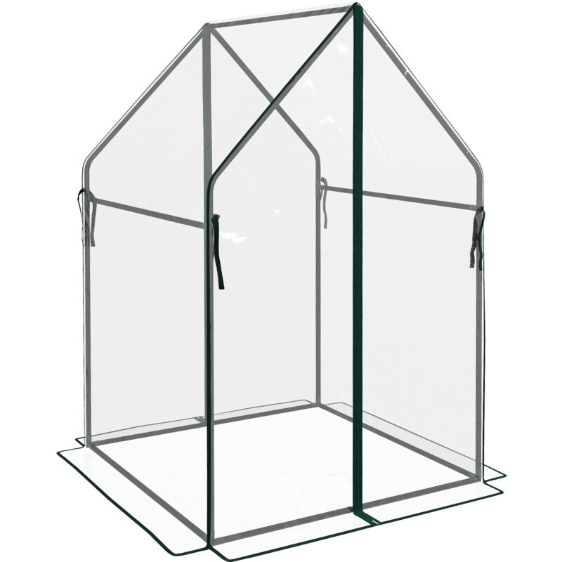 foto del prodotto outsunny mini serra da giardino 2 porte avvolgibili e copertura pe 90x90x145cm