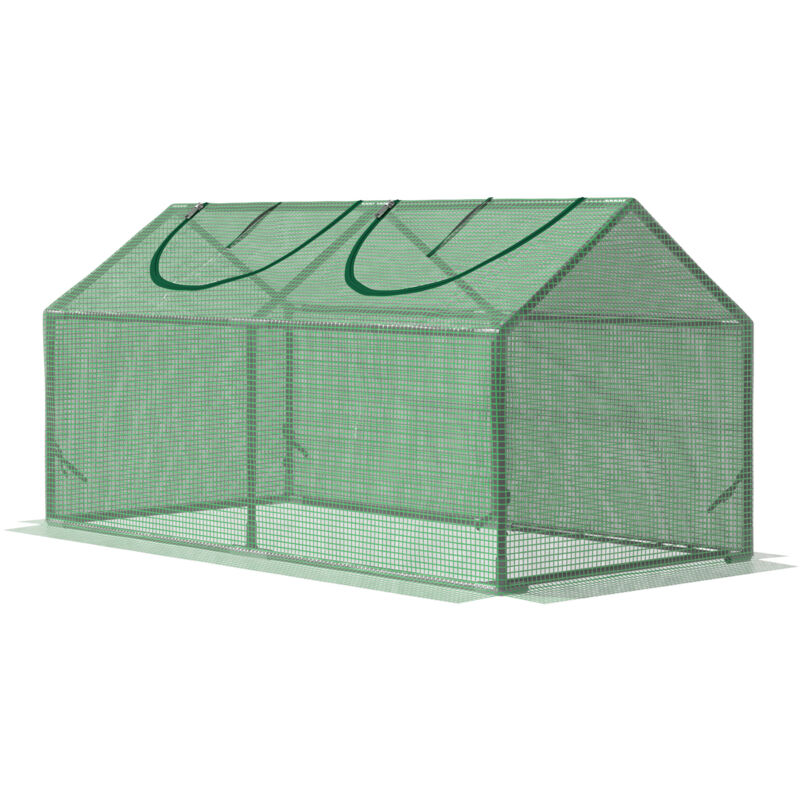 foto del prodotto outsunny mini serra per orto con copertura in pe verde e picchetti 120x60x60cm