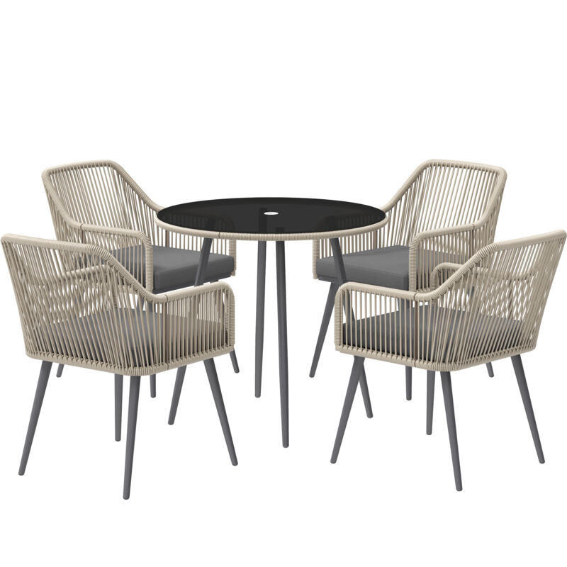 foto del prodotto outsunny mobili da giardino 5 pz con 4 sedie da esterno e tavolo rotondo