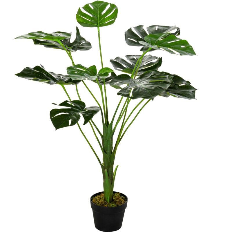 foto del prodotto outsunny monstera artificiale alta 85cm 13 foglie e vaso per interno ed esterno