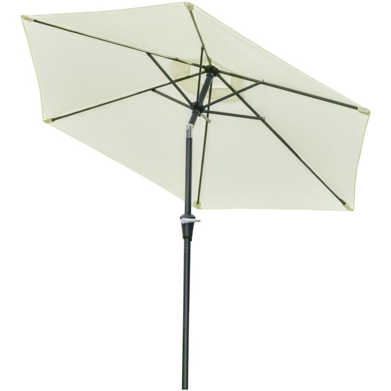 foto del prodotto outsunny ombrellone da giardino 2.3x2.2 m a manovella inclinabile bianco