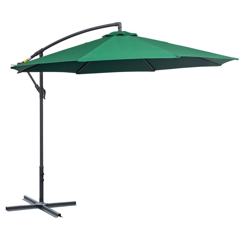 foto del prodotto outsunny ombrellone da giardino 3x2.5 m in acciaio e poliestere verde e grigio