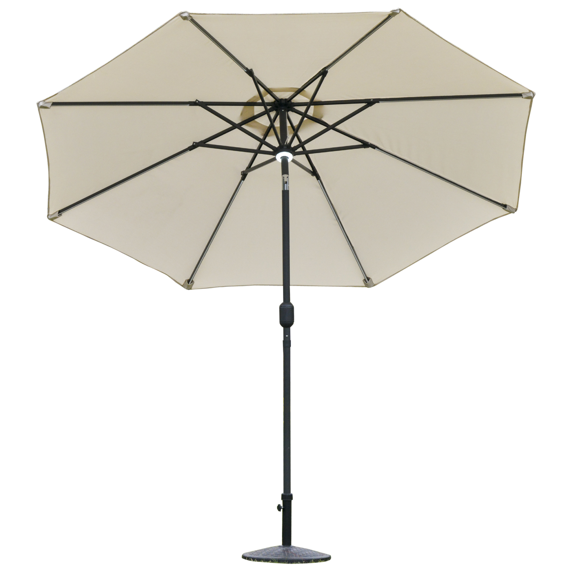 foto del prodotto outsunny ombrellone da giardino inclinabile 266x245cm con luci ledapertura a manovella e pannello solare, crema bianco