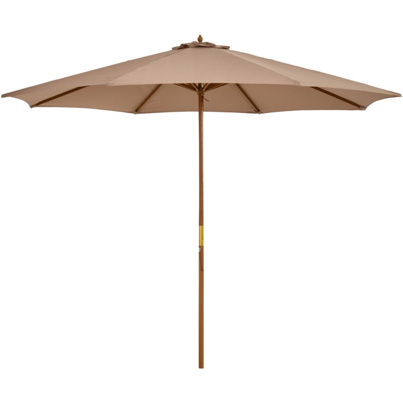 foto del prodotto outsunny ombrellone da terrazzo 3m in poliestere palo in legno 8 stecche cachi