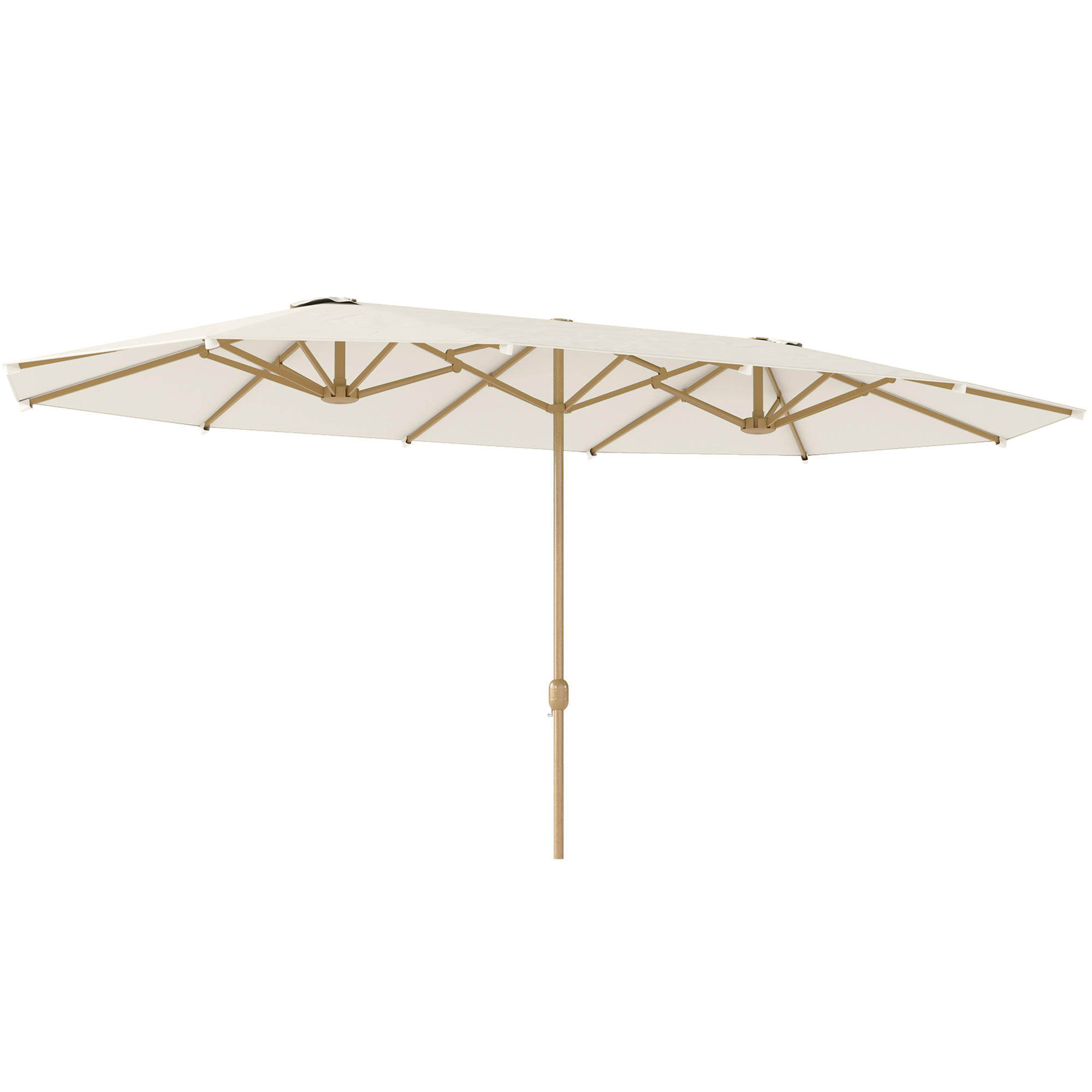 foto del prodotto outsunny ombrellone doppio con apertura a manovella, in acciaio inox e poliestere, 455x265x238 cm, beige