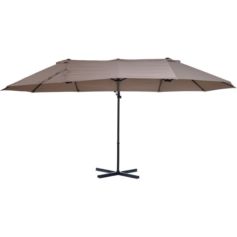 foto del prodotto outsunny ombrellone doppio poliestere anti uv impermeabile marrone