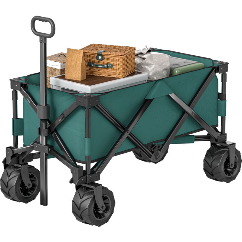foto del prodotto outsunny oustunny carrello da giardino in metallo e tessuto oxford verde