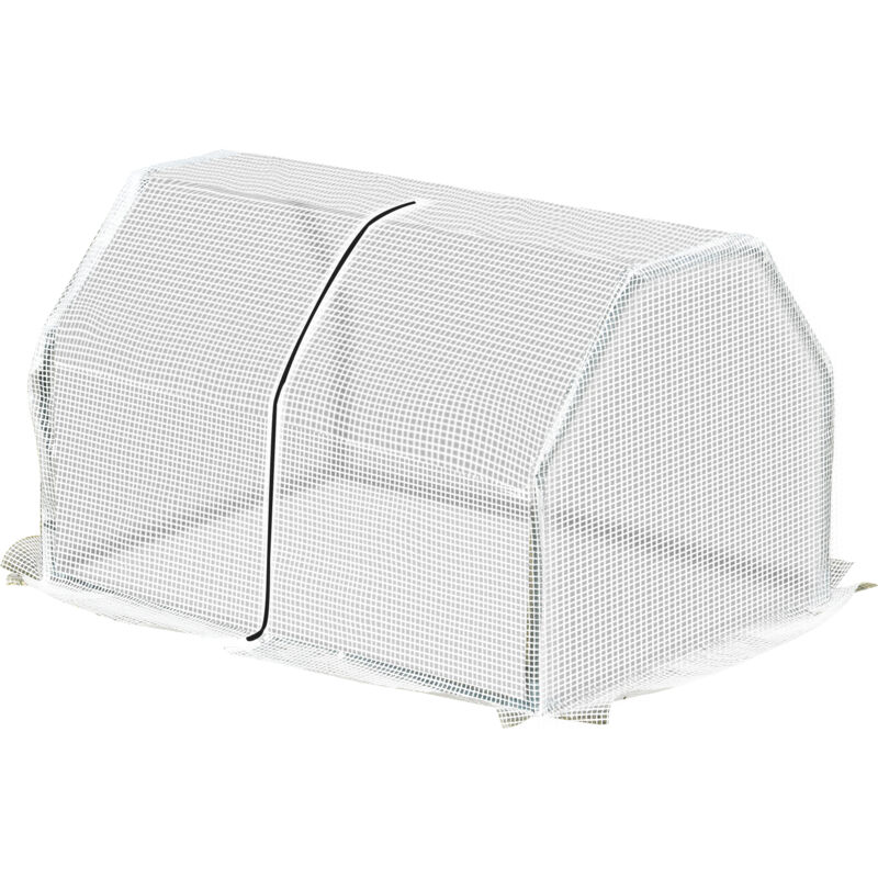 foto del prodotto outsunny outusnny mini serra in plastica e acciaio con chiusura a zip bianco trasparente