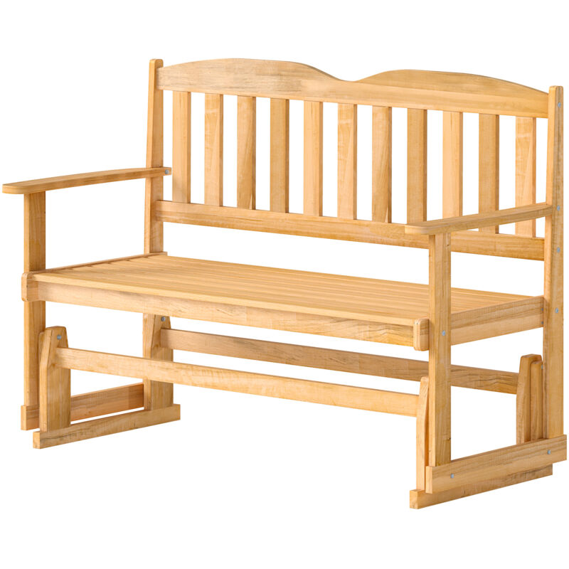 foto del prodotto outsunny panchina da giardino a dondolo 2 posti con braccioli in legno