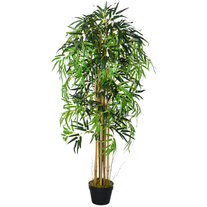 foto del prodotto outsunny pianta finta di bamb alta 150cm per interno ed esterno con vaso nero