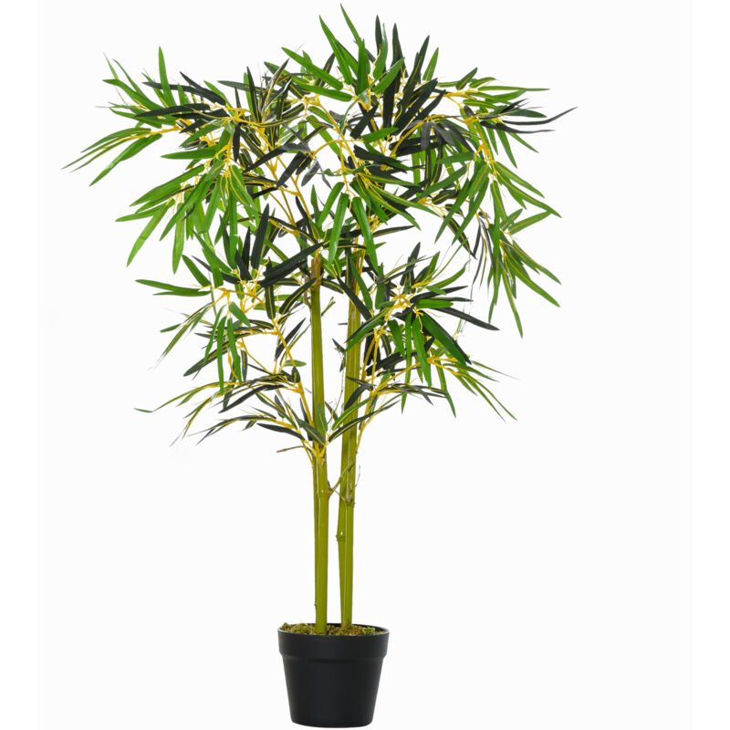 foto del prodotto outsunny pianta finta di bamb in plastica con vaso 120cm per interno ed esterno