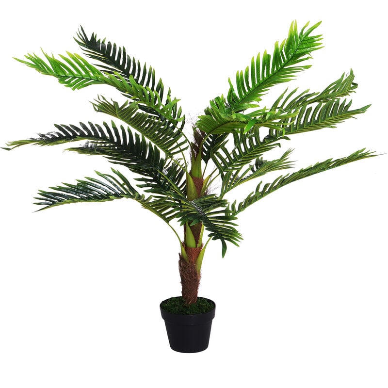 foto del prodotto outsunny pianta finta palma cycas alta 123cm con vaso per casa ed esterni